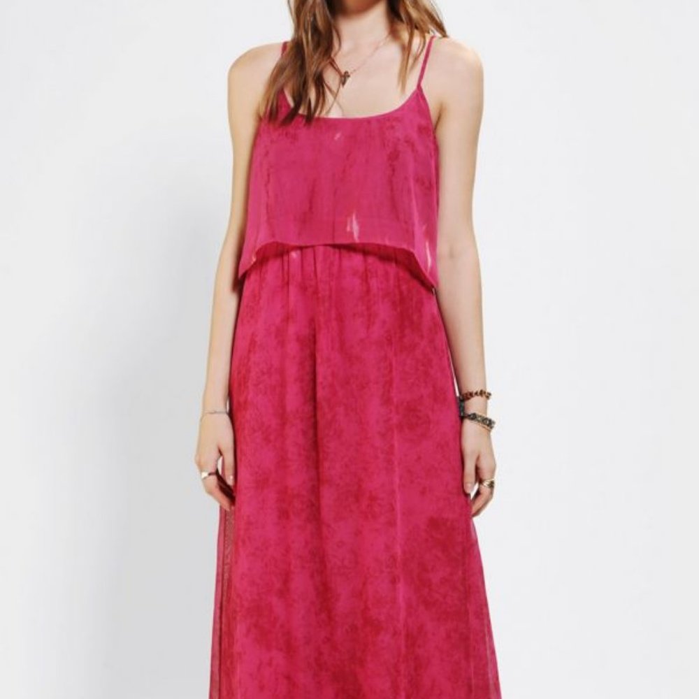 UO Staring At Stars Chiffon Open Back Maxi Dress